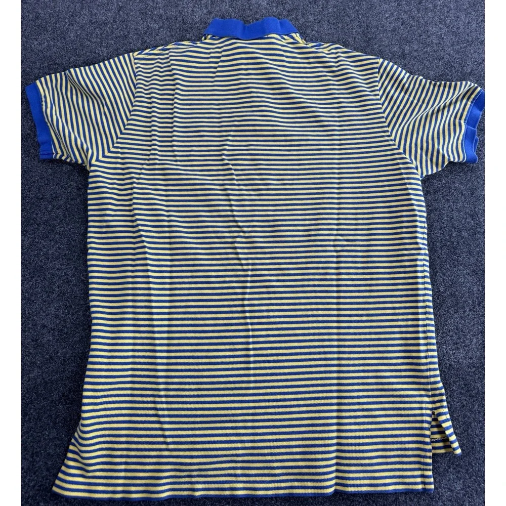 Polo Ralph Lauren Striped Polo Shirt XL Blue Yellow Pony Logo Cotton